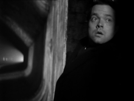 In this screengrab Orson Welles is lit at the front of the shot, but there is also light to the back of the tunnel, to show where he is, and to add to the drama of the scene, showing the tunnel/sewer he is in.